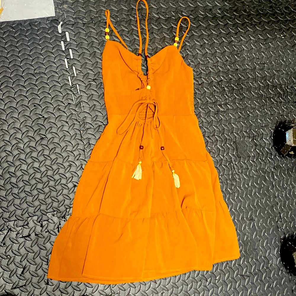 Tan small bohemian dress great condition